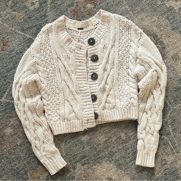 Free People Bonfire Cardi Cable Women's Sweater - Picture 5 of 6